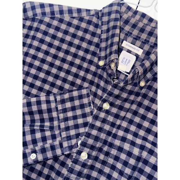 GAP Other - GAP Standard Fit Men Medium Blue White Gingham Button Down Shirt 100% Cotton